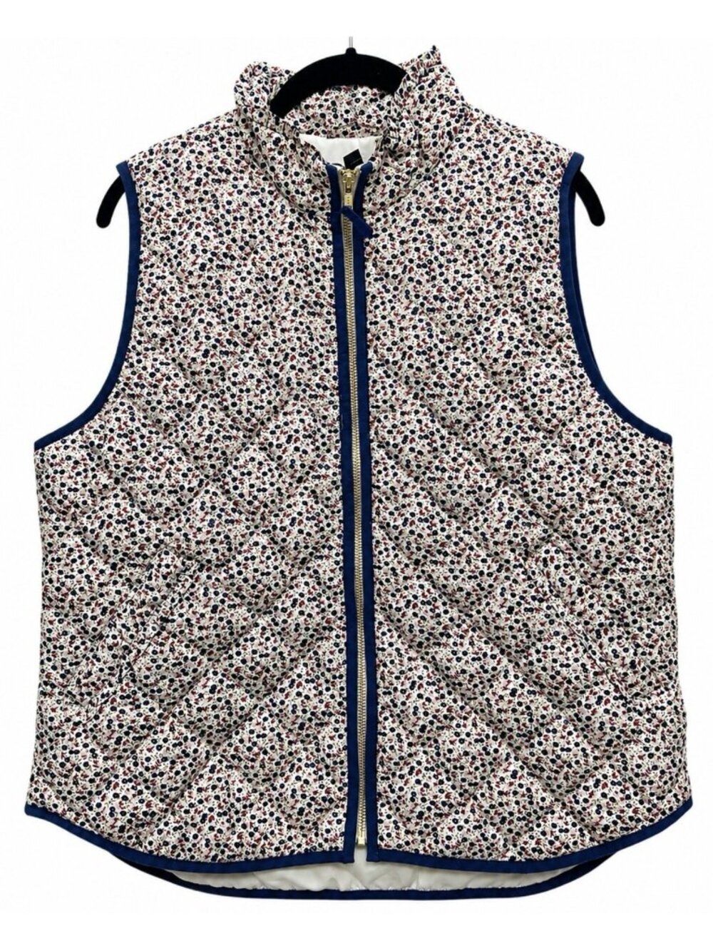 NWT J Crew Mercantile Women Vest Large Floral Quilted Full Zip Preppy Outdoor